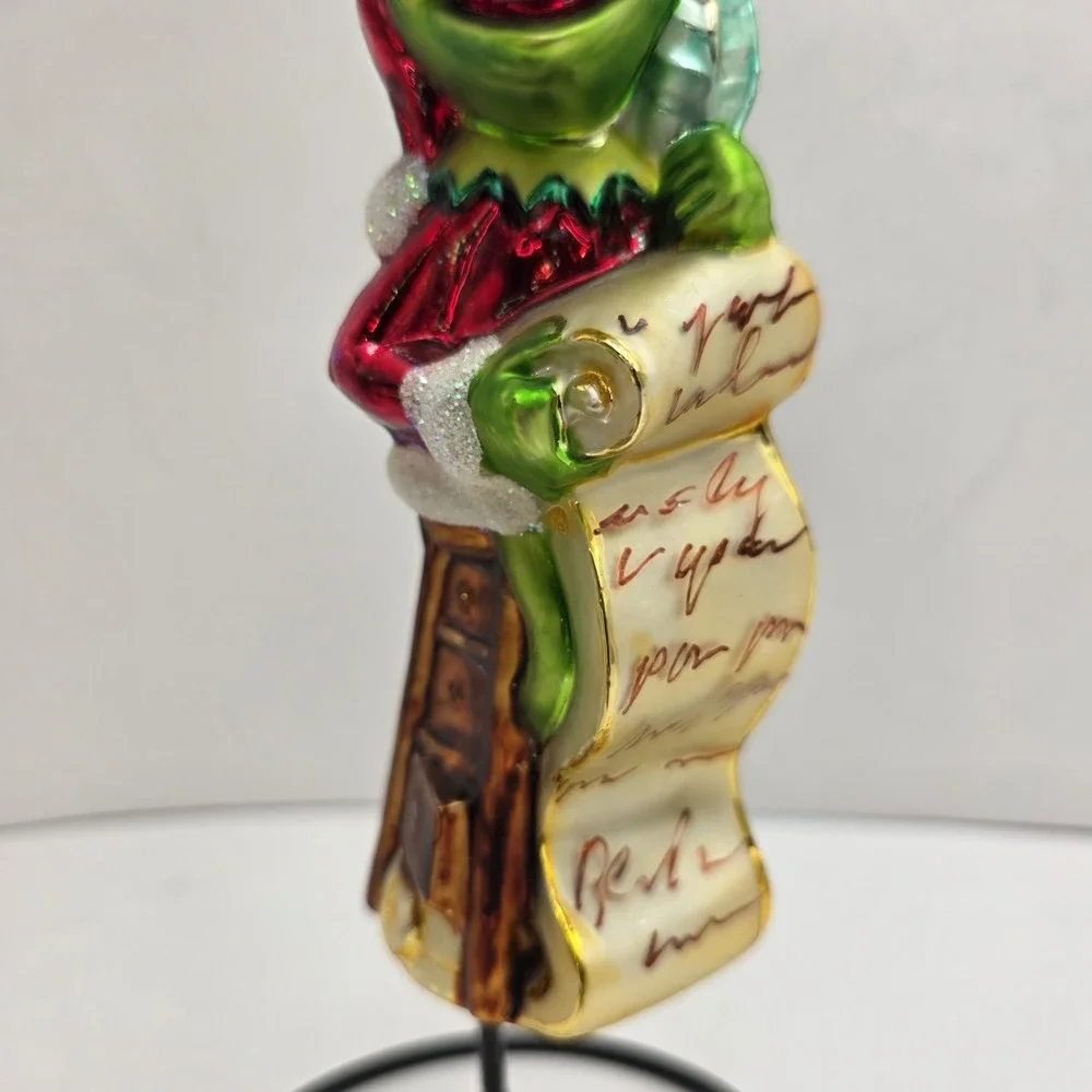 Christopher Radko Kermit Muppets Checking It Twice 1997 Glass Christmas Ornament